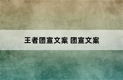 王者团宣文案 团宣文案